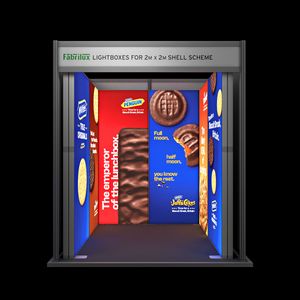 2m x 2m FABRILUX® LED Lightbox Exhibition Stand U-Shaped Shell Scheme