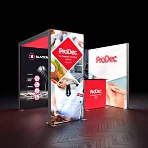 SKYBRIDGE® Modular Exhibition Stand Corner Booth LED Lightbox Ceiling Arch 3x2