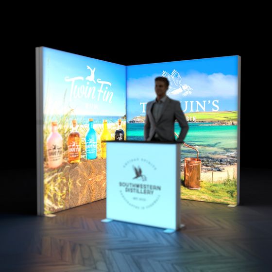 FABRILUX® 2x2 LED Lightboxes Backlit Corner Exhibition Stand Kit 6