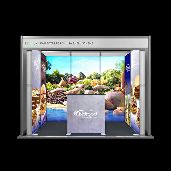 3m x 2m FABRILUX® LED Lightbox Exhibition Stand U-Shaped Shell Scheme