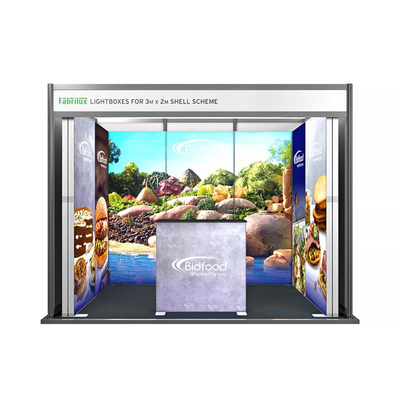 3m x 2m FABRILUX® LED Lightbox Exhibition Stand U-Shaped Shell Scheme
