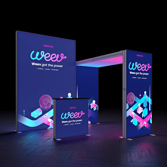 SKYBRIDGE® Exhibition Stand LED Lightbox Ceiling Arch Backlit Backdrop 3x3