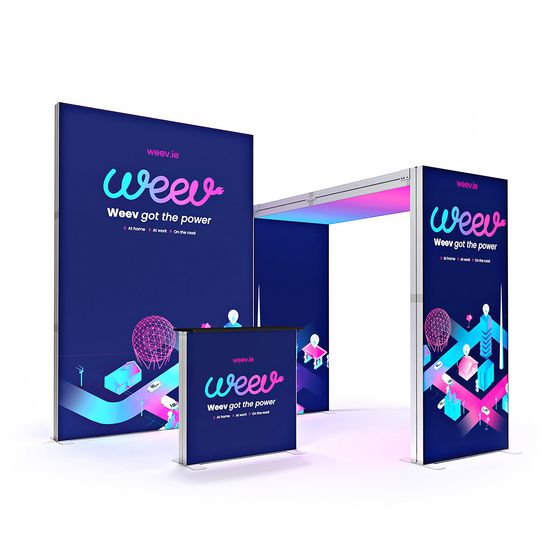 SKYBRIDGE® Exhibition Stand LED Lightbox Ceiling Arch Backlit Backdrop 3x3