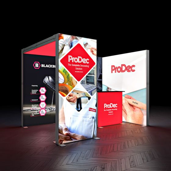 SKYBRIDGE® Modular Exhibition Stand Corner Booth LED Lightbox Ceiling Arch 3x2