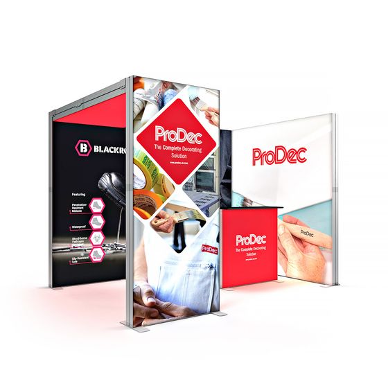 SKYBRIDGE® Modular Exhibition Stand Corner Booth LED Lightbox Ceiling Arch 3x2